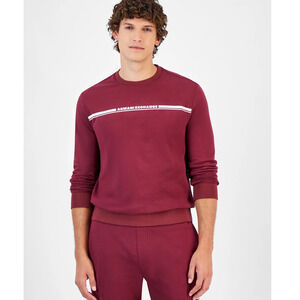 A|X Armani Exchange Long Sleeve Crewneck Linear Logo Sweatshirt Burgundy Size XL